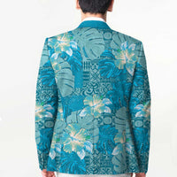 Hawaii Blazer Teal Polynesian Monstera Patterns - Polynesian Pride