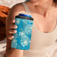 Hawaii 4 in 1 Can Cooler Tumbler Teal Polynesian Monstera Patterns - Polynesian Pride