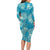 Hawaii Family Matching Long Sleeve Bodycon Dress and Hawaiian Shirt Teal Polynesian Monstera Patterns - Polynesian Pride