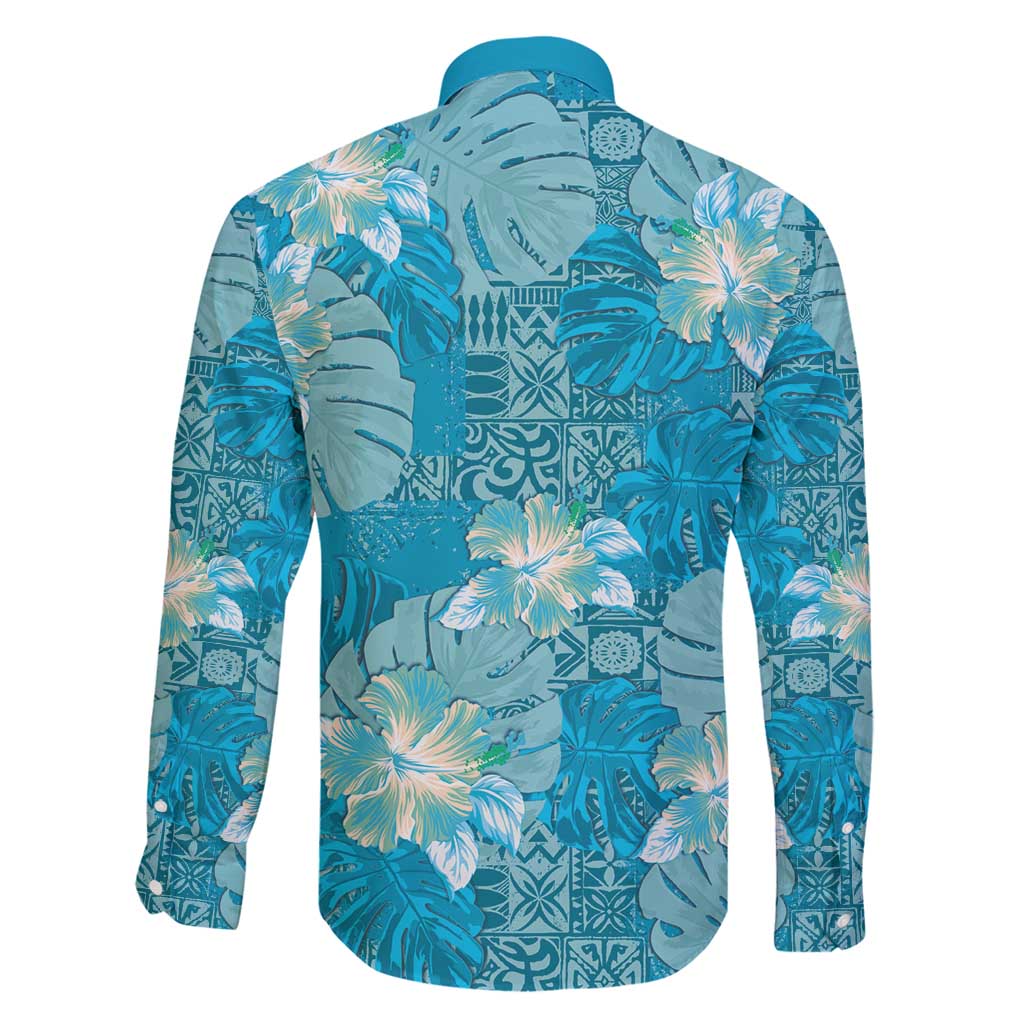 Hawaii Family Matching Summer Maxi Dress and Hawaiian Shirt Teal Polynesian Monstera Patterns DT05 - Polynesian Pride