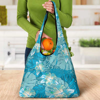 Hawaii Grocery Bag Teal Polynesian Monstera Patterns - Polynesian Pride