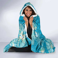 Hawaii Hooded Blanket Teal Polynesian Monstera Patterns - Polynesian Pride