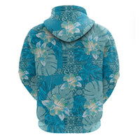 Hawaii Hoodie Teal Polynesian Monstera Patterns - Polynesian Pride