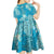 Hawaii Kid Short Sleeve Dress Teal Polynesian Monstera Patterns - Polynesian Pride