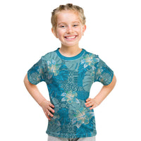 Hawaii Kid T Shirt Teal Polynesian Monstera Patterns - Polynesian Pride