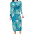 Hawaii Long Sleeve Bodycon Dress Teal Polynesian Monstera Patterns - Polynesian Pride