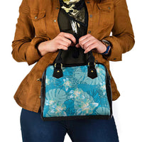 Hawaii Shoulder Handbag Teal Polynesian Monstera Patterns - Polynesian Pride