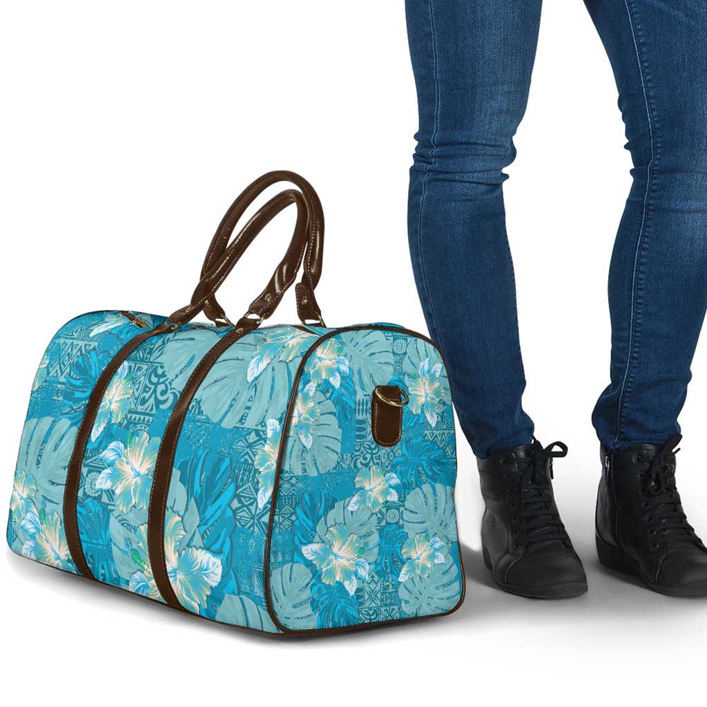 Hawaii Travel Bag Teal Polynesian Monstera Patterns - Polynesian Pride