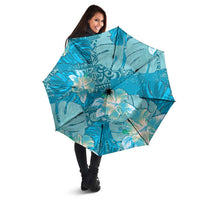 Hawaii Umbrella Teal Polynesian Monstera Patterns - Polynesian Pride