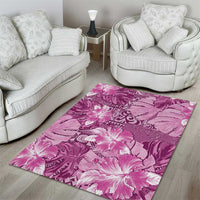 Hawaii Area Rug Magenta Polynesian Monstera Patterns - Polynesian Pride