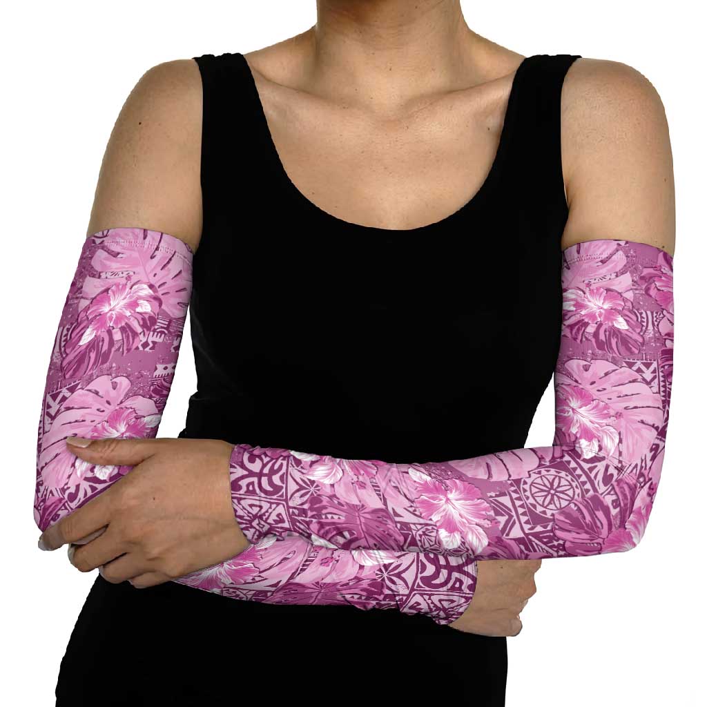 Hawaii Arm Sleeves Magenta Polynesian Monstera Patterns - Polynesian Pride