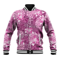 Hawaii Baseball Jacket Magenta Polynesian Monstera Patterns - Polynesian Pride