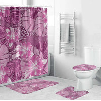 Hawaii Bathroom Set Magenta Polynesian Monstera Patterns - Polynesian Pride