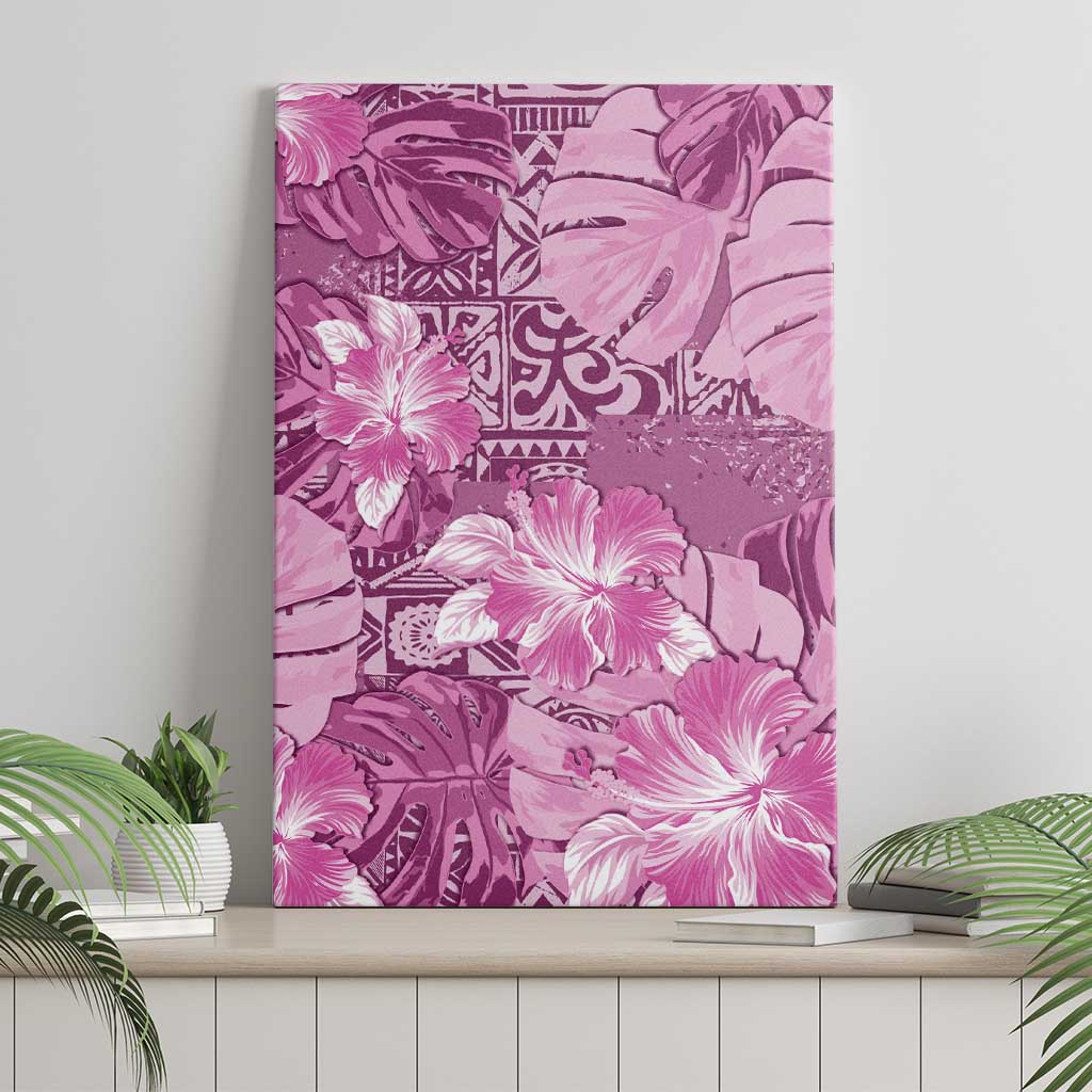Hawaii Canvas Wall Art Magenta Polynesian Monstera Patterns - Polynesian Pride