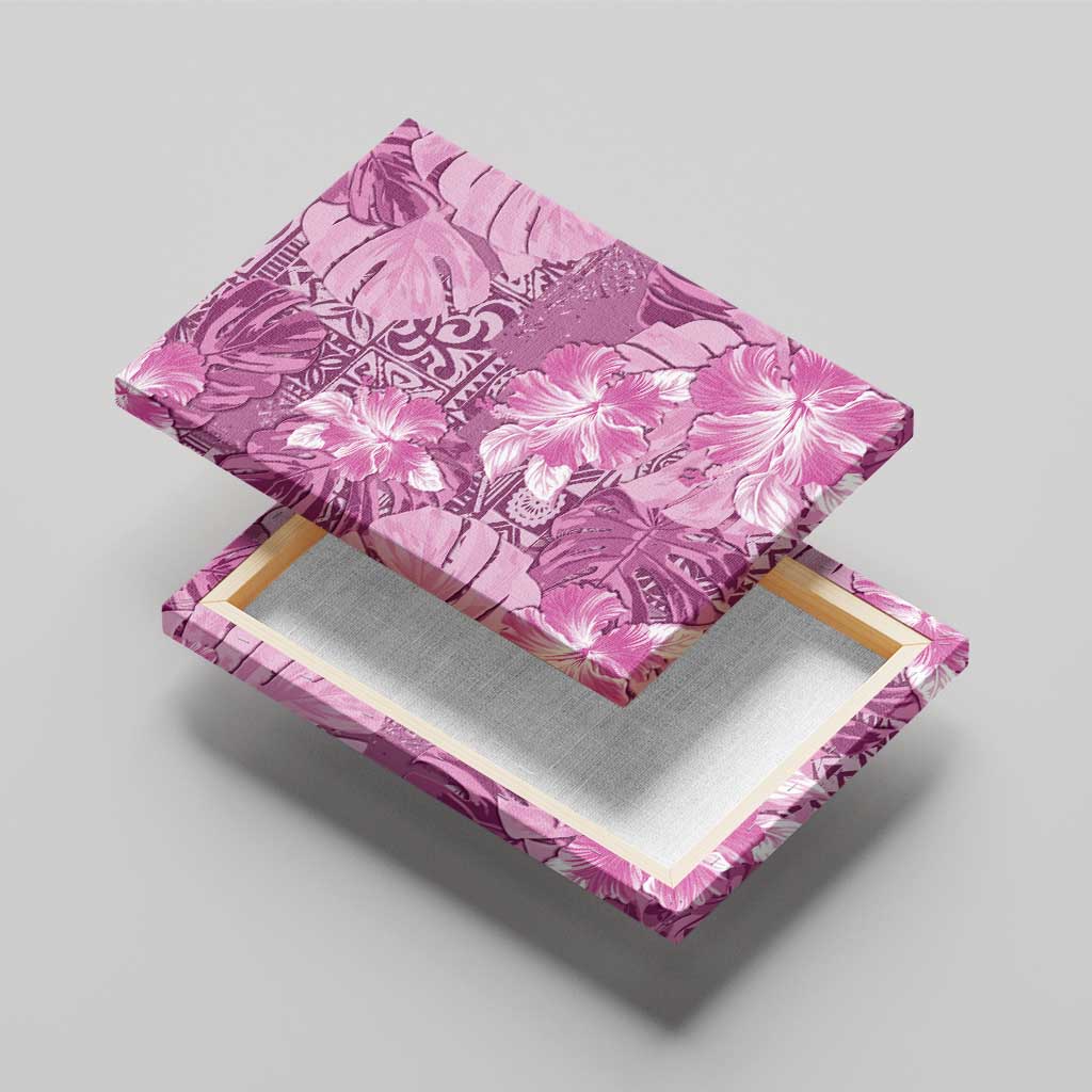 Hawaii Canvas Wall Art Magenta Polynesian Monstera Patterns - Polynesian Pride