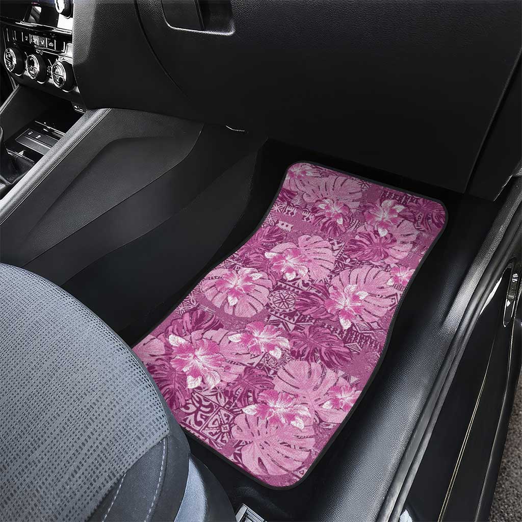 Hawaii Car Mats Magenta Polynesian Monstera Patterns - Polynesian Pride