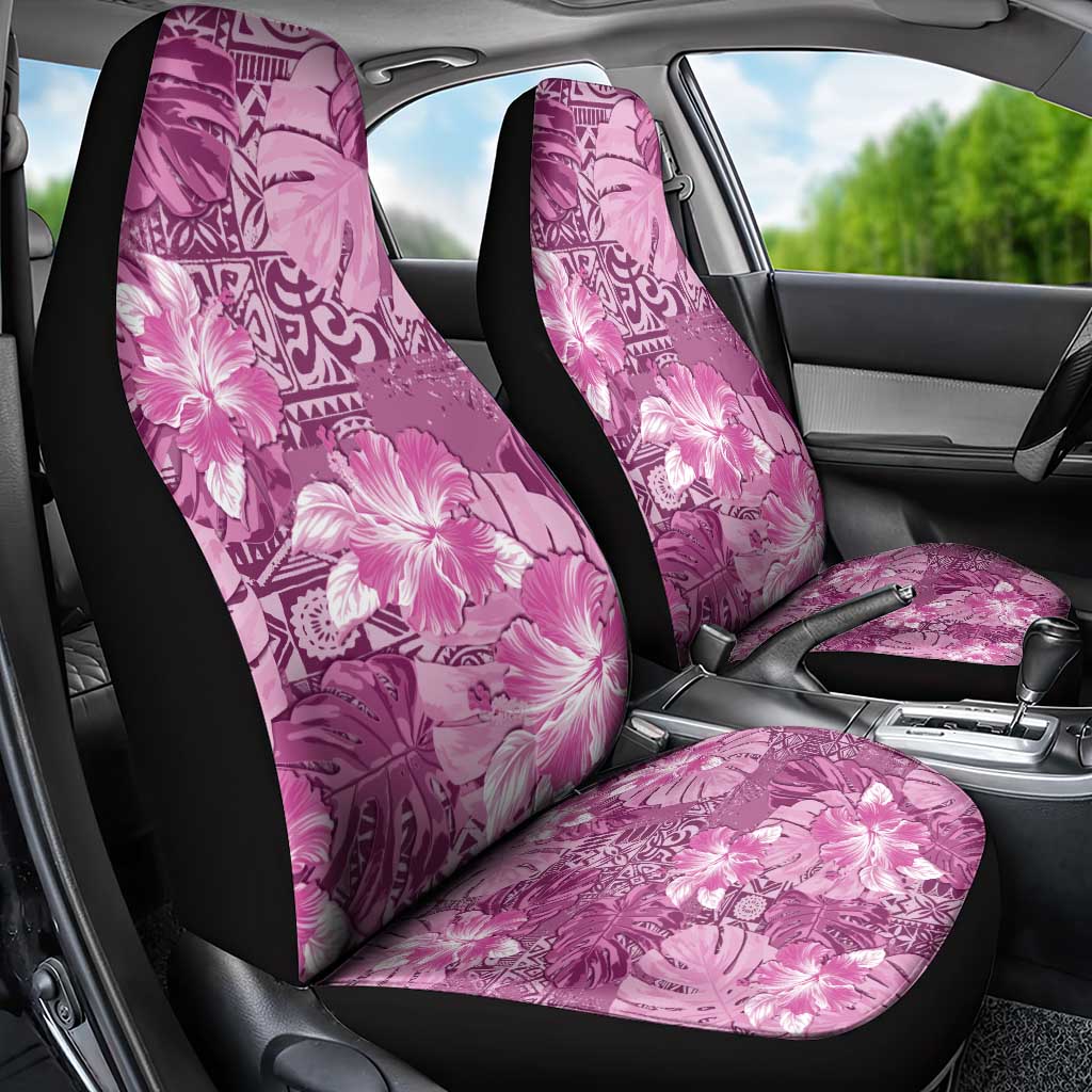 Hawaii Car Seat Cover Magenta Polynesian Monstera Patterns - Polynesian Pride