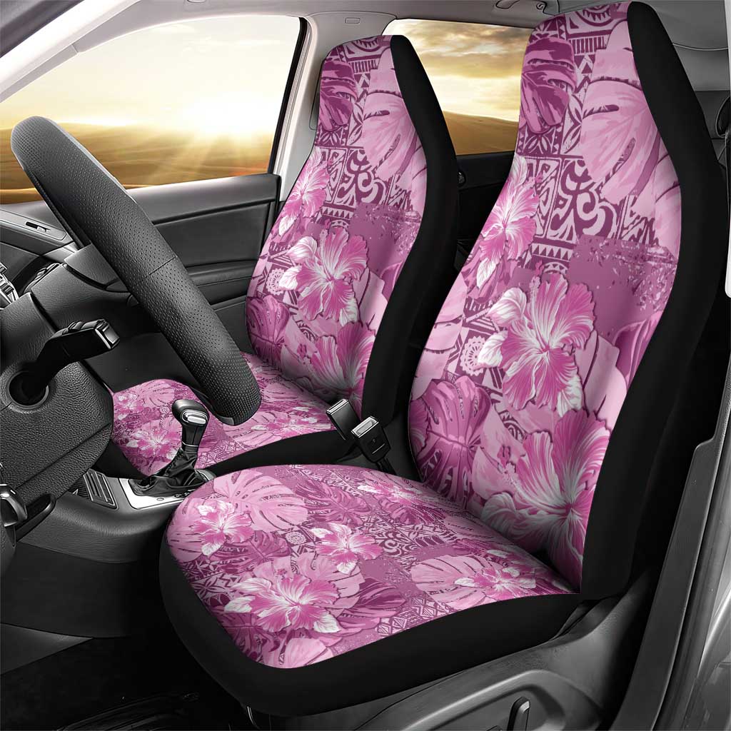Hawaii Car Seat Cover Magenta Polynesian Monstera Patterns - Polynesian Pride