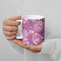 Hawaii Ceramic Mug Magenta Polynesian Monstera Patterns - Polynesian Pride