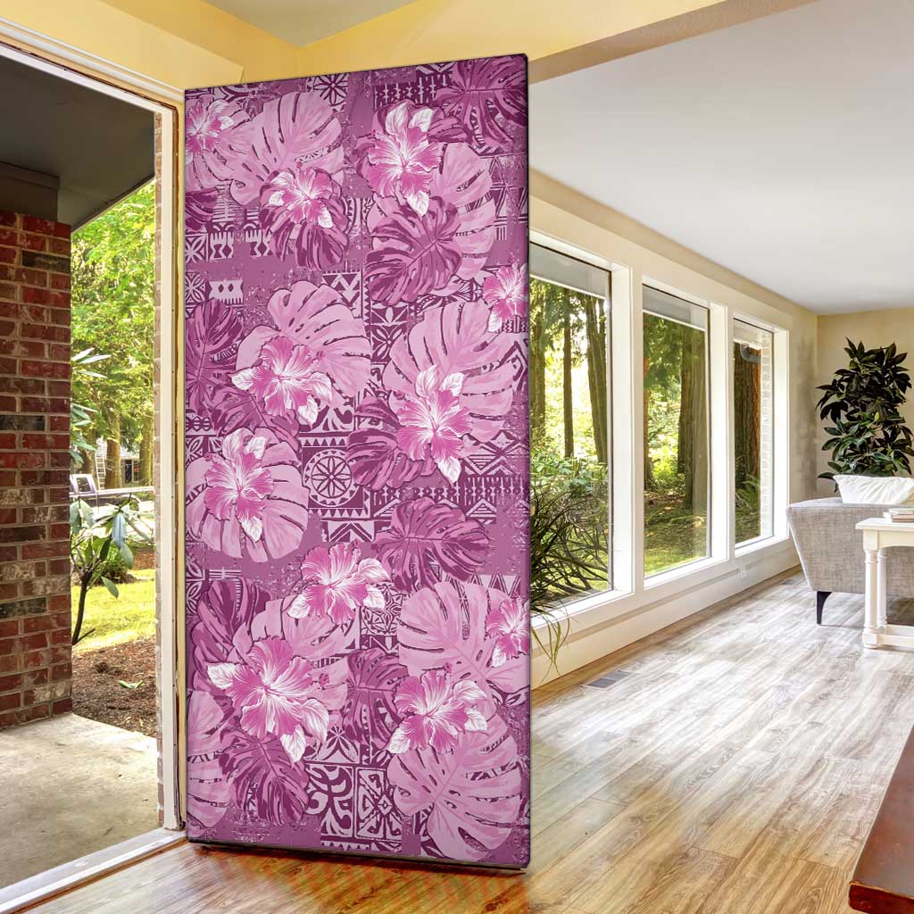 Hawaii Door Cover Magenta Polynesian Monstera Patterns - Polynesian Pride