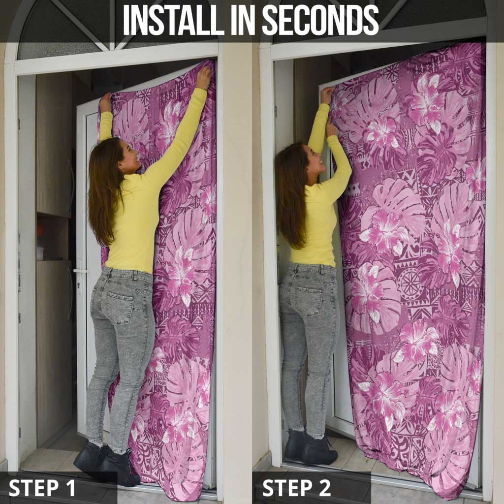 Hawaii Door Cover Magenta Polynesian Monstera Patterns - Polynesian Pride