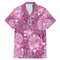 Hawaii Family Matching Mermaid Dress and Hawaiian Shirt Magenta Polynesian Monstera Patterns - Polynesian Pride