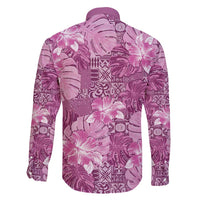 Hawaii Family Matching Off Shoulder Maxi Dress and Hawaiian Shirt Magenta Polynesian Monstera Patterns - Polynesian Pride