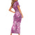 Hawaii Family Matching Short Sleeve Bodycon Dress and Hawaiian Shirt Magenta Polynesian Monstera Patterns - Polynesian Pride