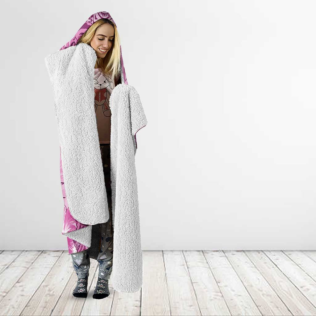 Hawaii Hooded Blanket Magenta Polynesian Monstera Patterns - Polynesian Pride