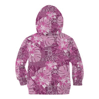 Hawaii Kid Hoodie Magenta Polynesian Monstera Patterns - Polynesian Pride