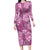 Hawaii Long Sleeve Bodycon Dress Magenta Polynesian Monstera Patterns - Polynesian Pride