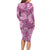 Hawaii Long Sleeve Bodycon Dress Magenta Polynesian Monstera Patterns - Polynesian Pride