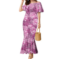 Hawaii Mermaid Dress Magenta Polynesian Monstera Patterns - Polynesian Pride