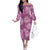 Hawaii Off The Shoulder Long Sleeve Dress Magenta Polynesian Monstera Patterns - Polynesian Pride