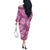 Hawaii Off The Shoulder Long Sleeve Dress Magenta Polynesian Monstera Patterns - Polynesian Pride
