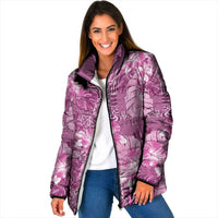 Hawaii Padded Jacket Magenta Polynesian Monstera Patterns - Polynesian Pride