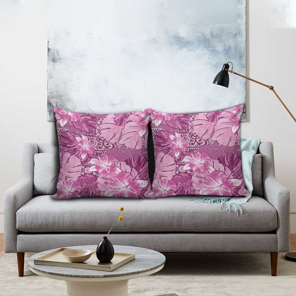 Hawaii Pillow Cover Magenta Polynesian Monstera Patterns - Polynesian Pride