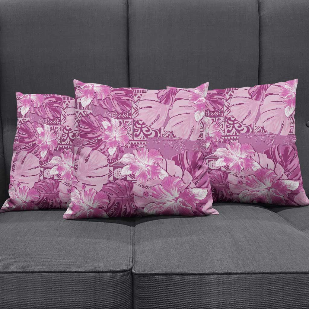Hawaii Pillow Cover Magenta Polynesian Monstera Patterns - Polynesian Pride