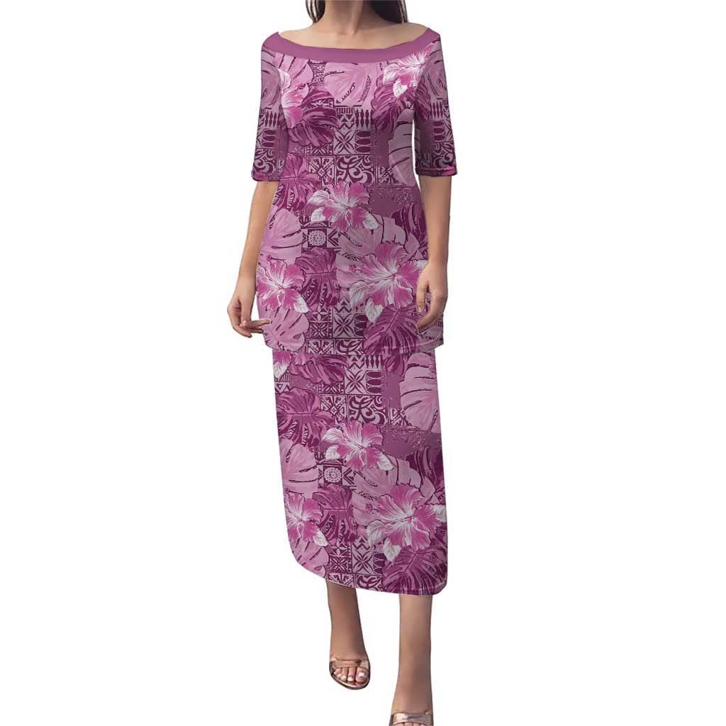 Hawaii Puletasi Magenta Polynesian Monstera Patterns - Polynesian Pride