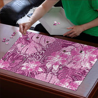 Hawaii Puzzle Magenta Polynesian Monstera Patterns - Polynesian Pride