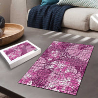 Hawaii Puzzle Magenta Polynesian Monstera Patterns - Polynesian Pride