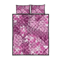 Hawaii Quilt Bed Set Magenta Polynesian Monstera Patterns - Polynesian Pride