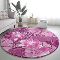Hawaii Round Carpet Magenta Polynesian Monstera Patterns - Polynesian Pride