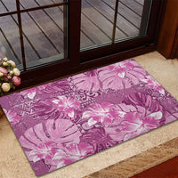 Hawaii Rubber Doormat Magenta Polynesian Monstera Patterns - Polynesian Pride