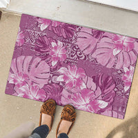Hawaii Rubber Doormat Magenta Polynesian Monstera Patterns - Polynesian Pride
