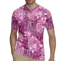 Hawaii Rugby Jersey Magenta Polynesian Monstera Patterns - Polynesian Pride