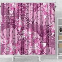 Hawaii Shower Curtain Magenta Polynesian Monstera Patterns - Polynesian Pride
