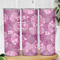 Hawaii Skinny Tumbler Magenta Polynesian Monstera Patterns - Polynesian Pride