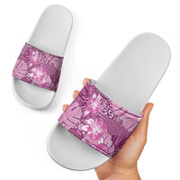 Hawaii Slide Sandals Magenta Polynesian Monstera Patterns - Polynesian Pride