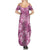 Hawaii Summer Maxi Dress Magenta Polynesian Monstera Patterns - Polynesian Pride